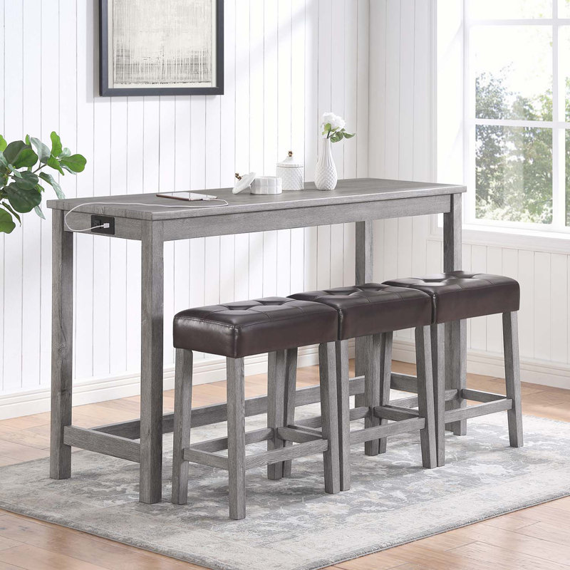 Jemmie 60'' Bar Cabinet, Gray/Brown