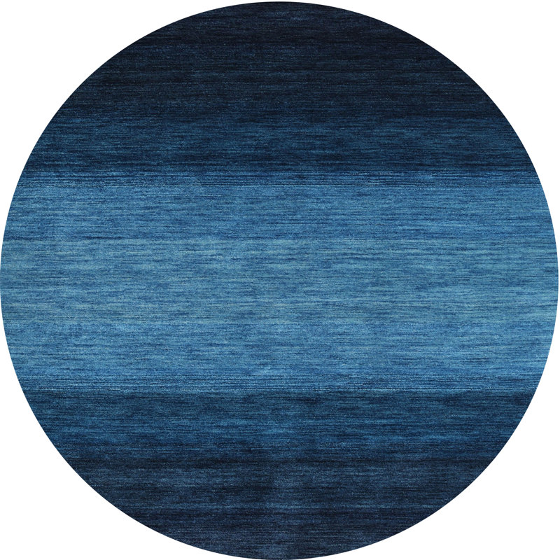Tapis noir/bleu zone contemporaine Cahuilla, Rond 6 pi