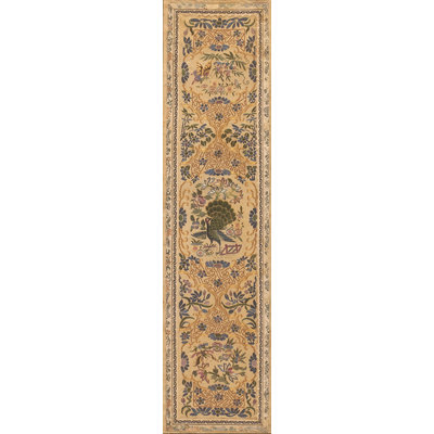 Motif floral, paon antique, médaillon, art textile