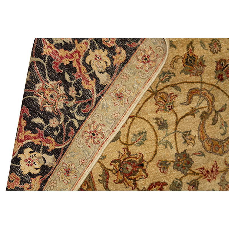 Tapis ivoire et noir noué à la main de haute qualité