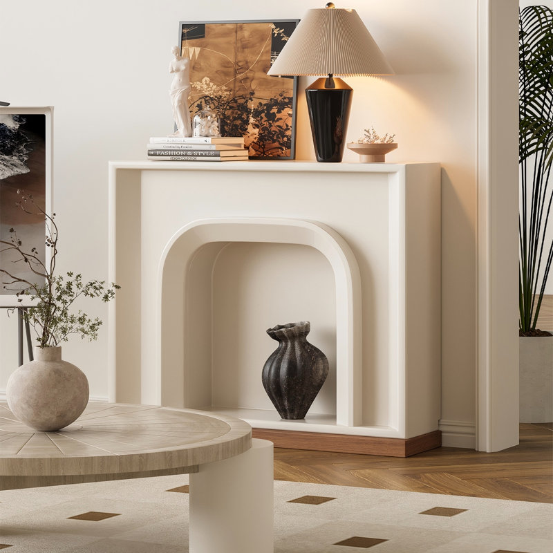 42.52"Modern Minimalist White Fireplace Mantel