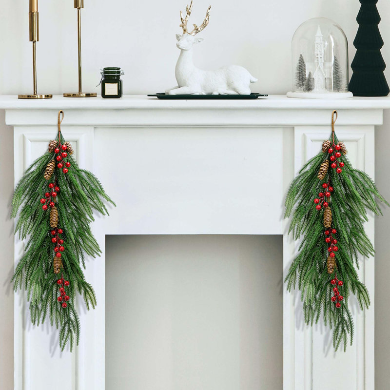 2 Pcs Artificial Christmas Teardrop Swag