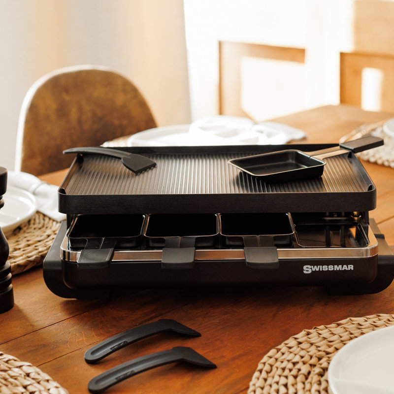 Swissmar 8 Person Classic Raclette Party Grill with Reversible Cast Aluminum Non-Stick Grill Plate