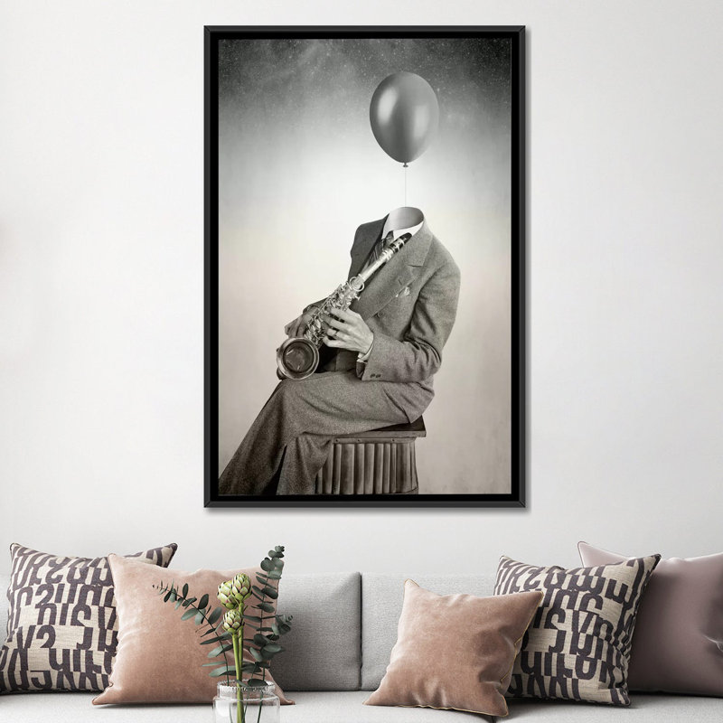 «Jazz», impression sur toile, H 26 po x l 18 po x P 1,5 po, Toile avec cadre noir, Pas de tapis