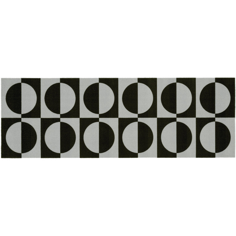 Hughes Geometric Non-Skid Kitchen Mat, Black
