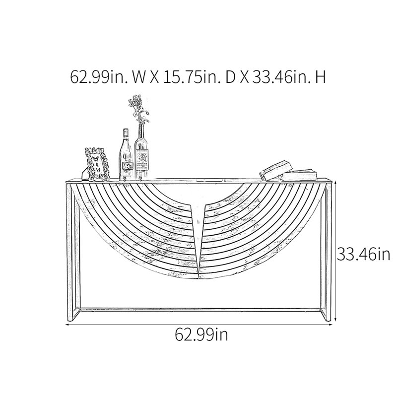 Modern Minimalist Console Table, 33.46" H x 62.99" W x 15.75" D