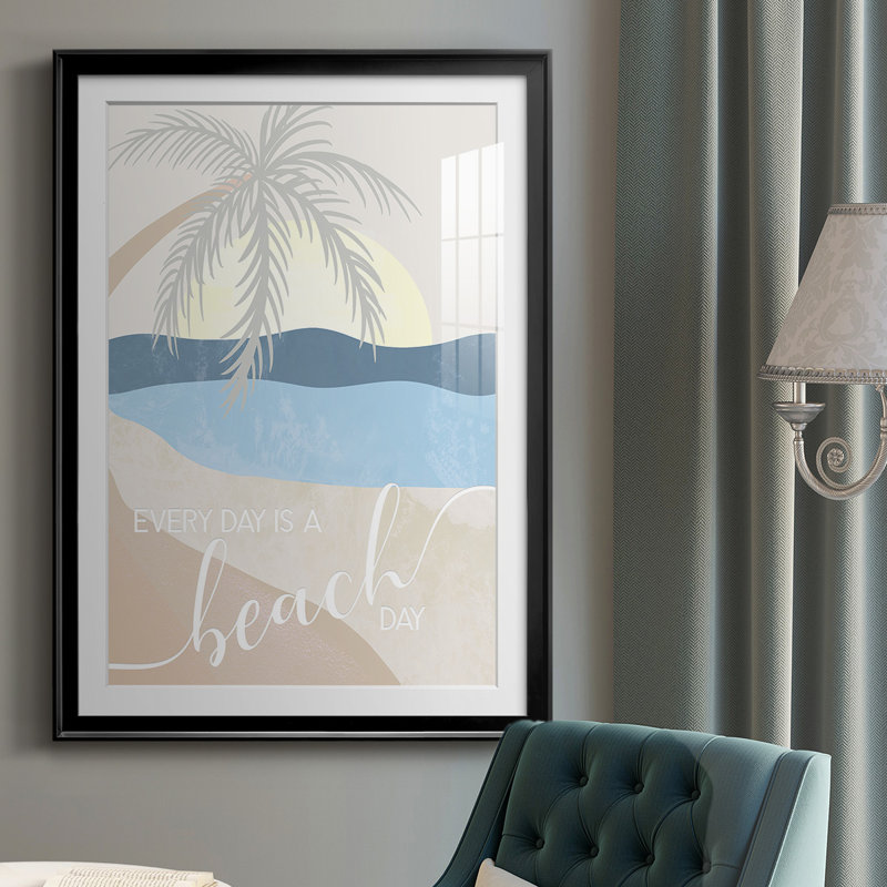 «Beach Day», reproduction encadrée de qualité supérieure - prête à être accrochée, H 42,5 po x l 30,5 po, Noir