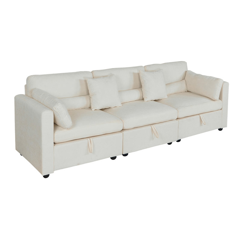 Sofa, Beige Chenille