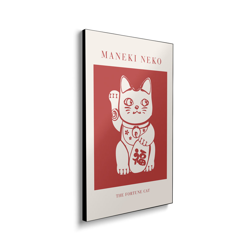 Toile en métal Steemplix - Maneki-Neko chat rouge par KsanaKalpa - reproduction d'art mural