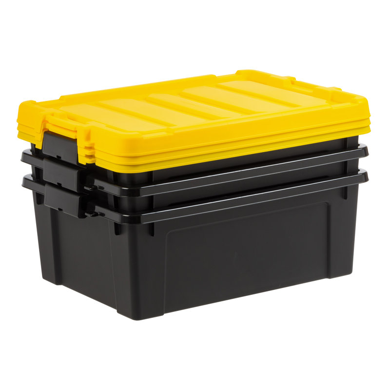 IRIS 48Qt./12 Gal. Sac de rangement robuste et empilable noir avec couvercle jaune
