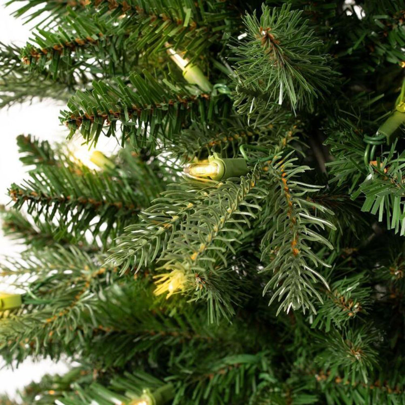 Traditional Prelit Artificial Christmas Tree with Warm Lights and Metal Stand, Wide Realistic Tree, 4.5' 