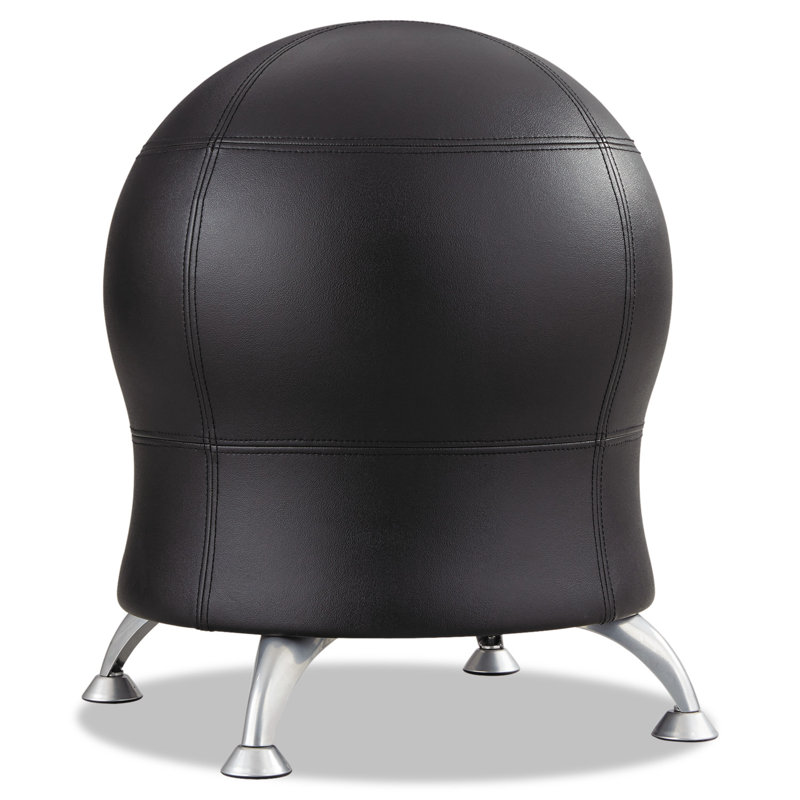 Zenergy Black Powder-Coated Steel Ball Chair with Anti-Burst Exercise Ball
