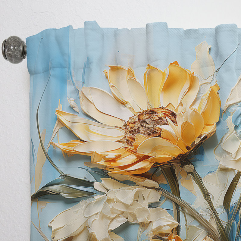 Chantry Azure Fields Sunflowers I - Traditional Velvet Curtain - Room Darkening - 1 panel, 52" W x 120" L