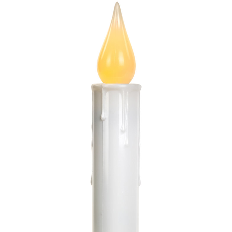 LED Flickering Christmas Candle Lamp With Brass Base - 9" - Set Of 4