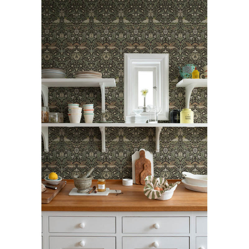 Papier peint oiseau, Brun