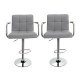 Swivel Upholstered Adjustable Height Counter Stool with Metal Frame
