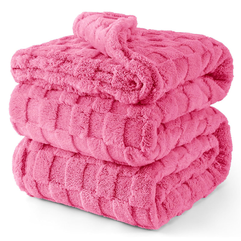 Couverture molletonnée douillette texturée, Rose millennial