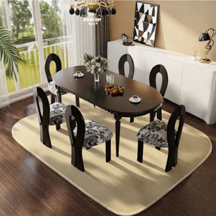 Black rubber wood dining table set