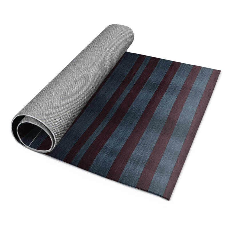 Tapis intérieur / extérieur noir HorizontalStripes, Rectangle 9 pi x 12 pi