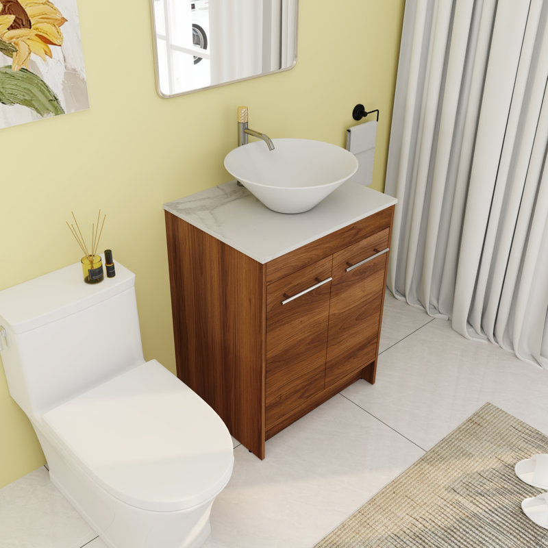 Meuble-lavabo simple 23,66 po avec comptoir en céramique