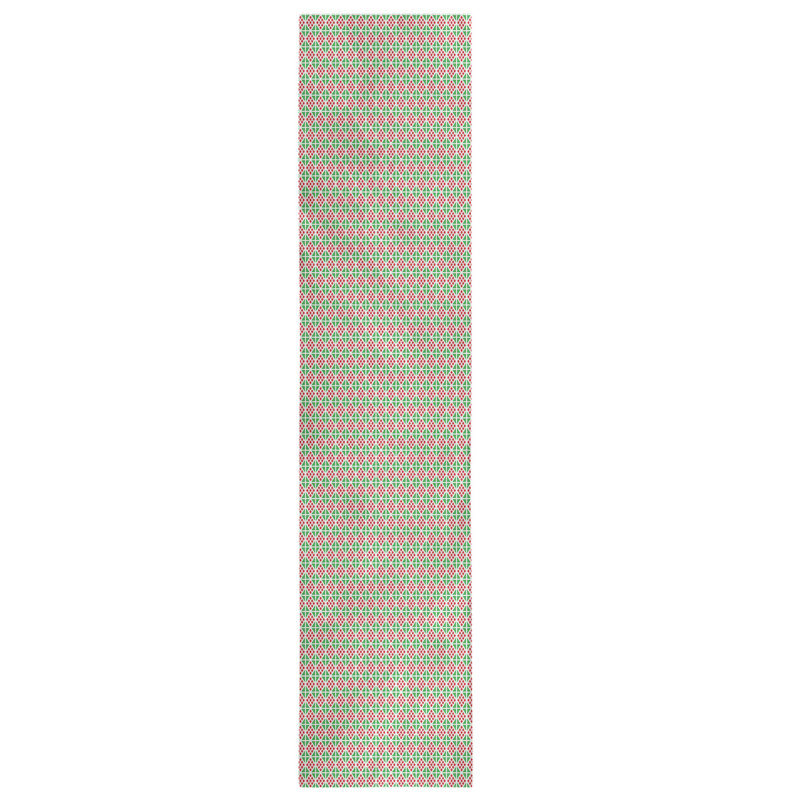 Chemin de table à carreaux fêtes hol, L 90 po x l 16 po, Mélange de coton, Brun / Rouge / Vert