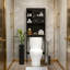 Armoire de rangement avec portes en verre et rangement ouvert