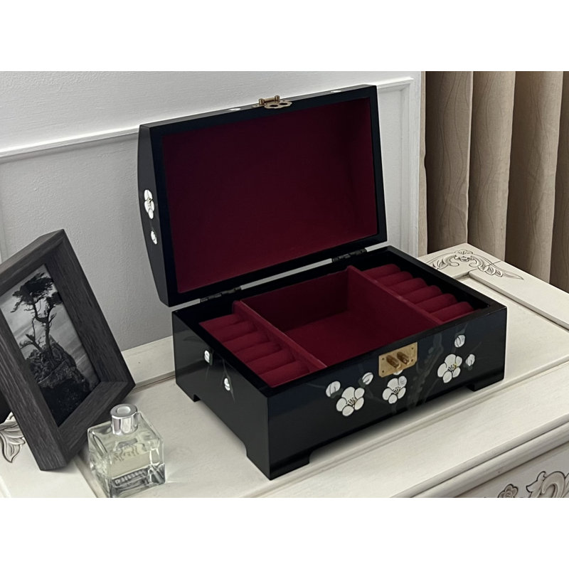 Cherry Blossom Wood Jewellery Box + Locking