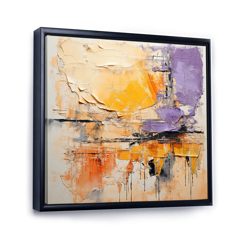 Collage Fusion IX On Canvas Print, 30" H x 30" W x 1" D, Black Floater Framed