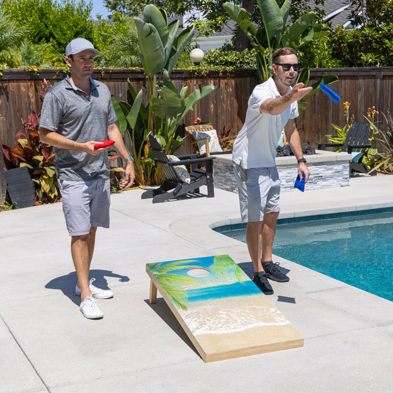 Beach Scene Premium Wood Cornhole Set with Bean Bags