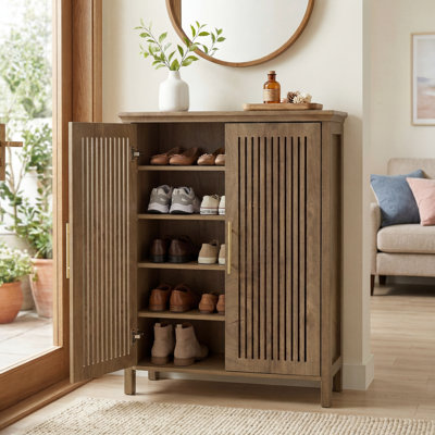 Armoire de rangement pour 24 paires de chaussures avec porte et tablettes réglables pour le salon du vestibule