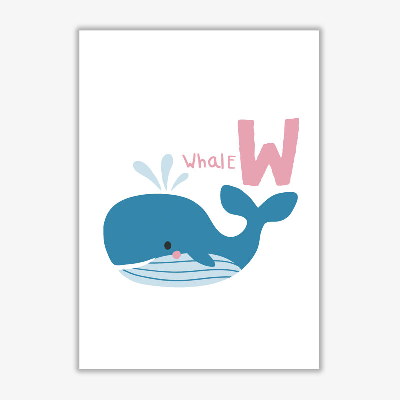 Alphabet Animals, W Is For Whale - Print, No Frame, 30 cm H x 21 cm W x 1 cm D