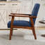 Solid Wood Accent Chair with Tufted Seat, Mid-Century Armchair with Curved Armrests, Reading Chair-1813400088