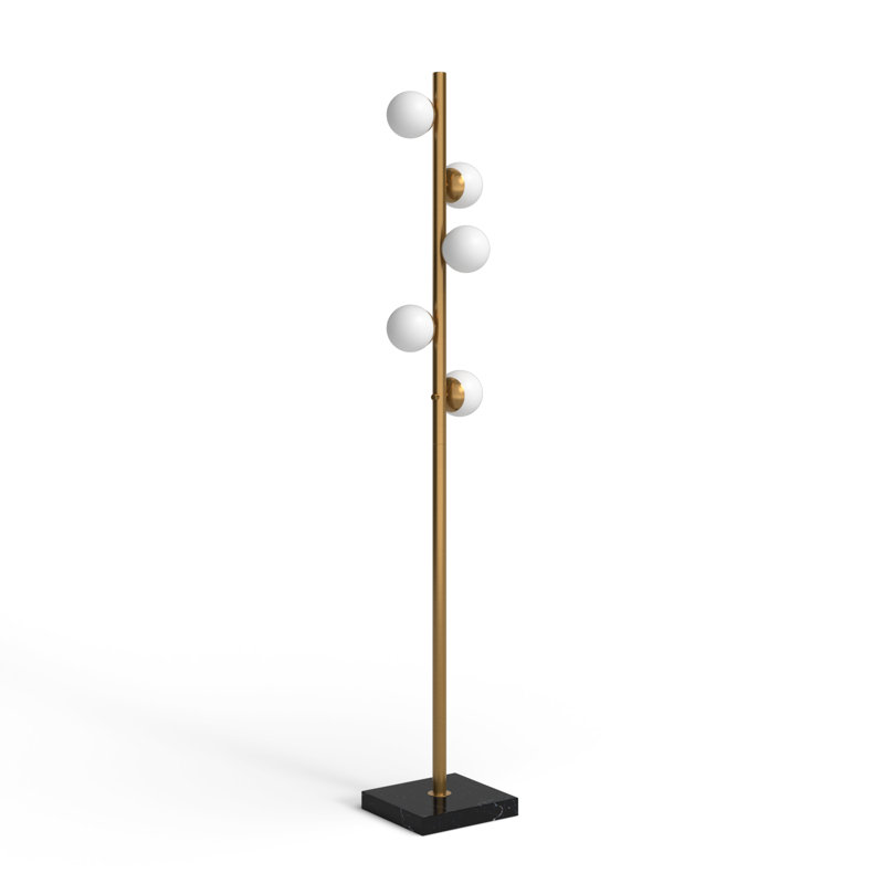 Gerard 65'' Tree Floor Lamp, Antique Brass/Black