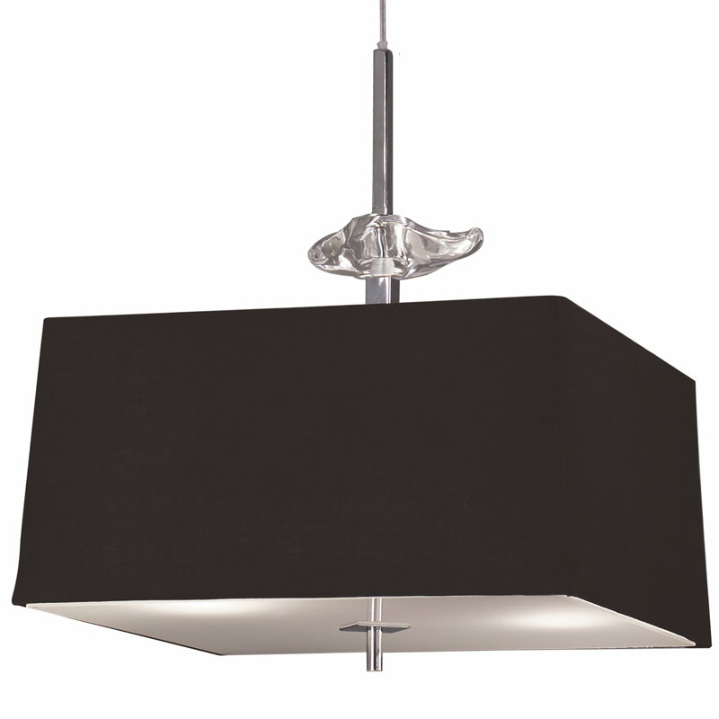 4 - Light Polished Chrome Square/Rectangle Pendant, Black