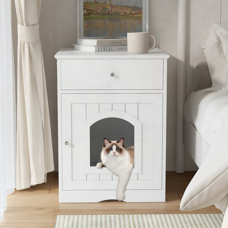 Table de chevet Cat Home, Blanc