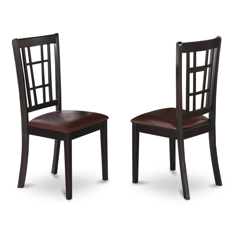 Nicoli Dining Room Chairs - Faux Leather Wood Chairs, Set of 2, Black