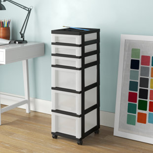 Sterilite Plastic 5-Drawer Tower, Black with Clear Drawers, Adult 