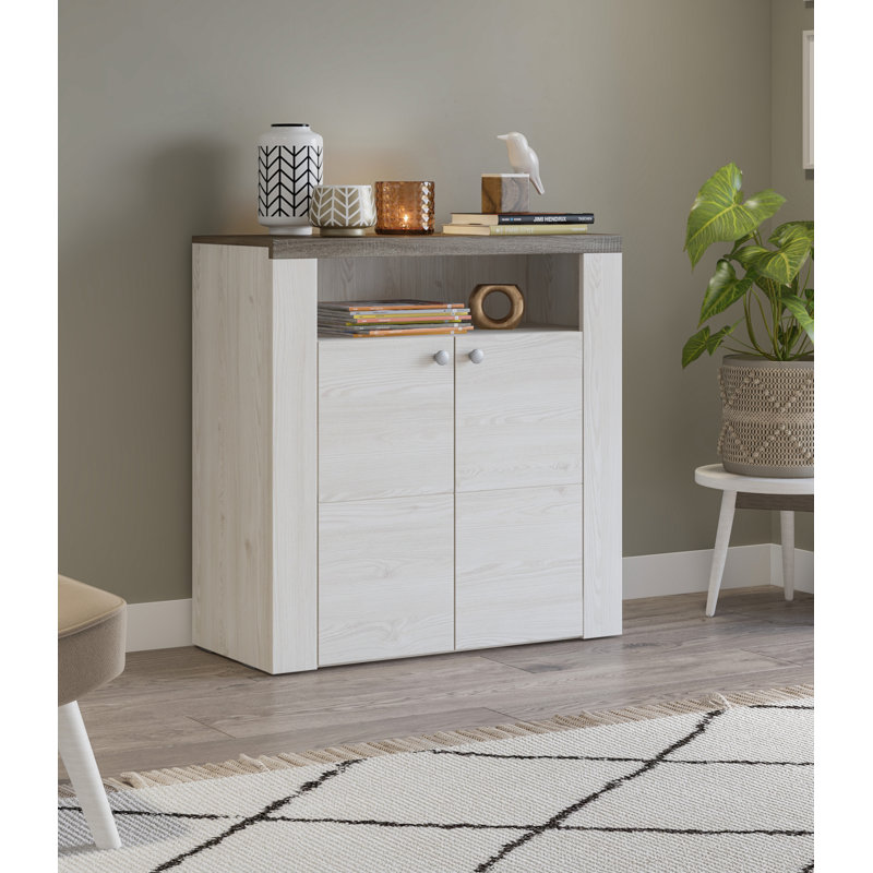 Joppatowne 12 Pair Shoe Storage Cabinet, Grey/White