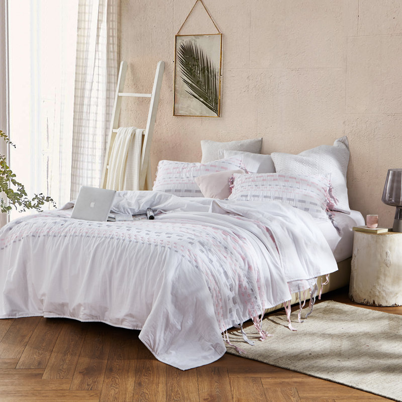 Cotton Comforter, Grey/Pink, Twin XL Comforter