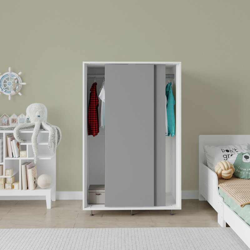 Engineered Wood Wardrobe, White/Grey