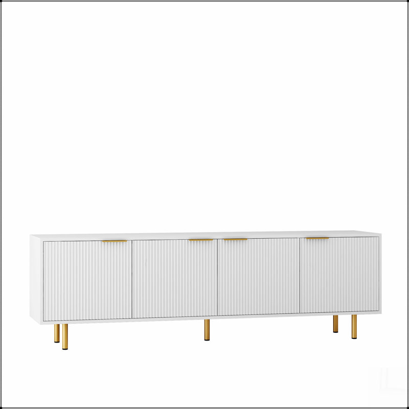 Modern TV Stand Fluted 68" t, Entertainment Center with Storage Doors, TV Console Media Cabinet,  for 55+ Inch TV, Living Room