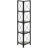 4 Tier Bookcase For Decor - Grey Laminate, Metal Legs In Wood-Look Black Base