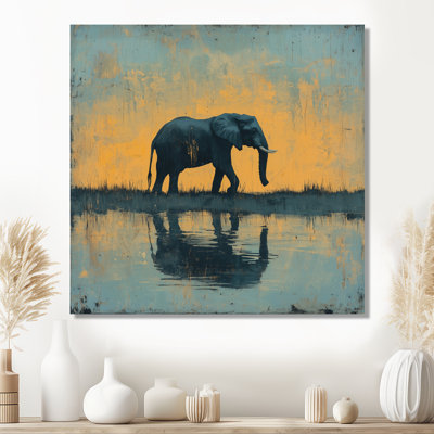 Éléphant au bord de l'eau II - éléphant, art mural