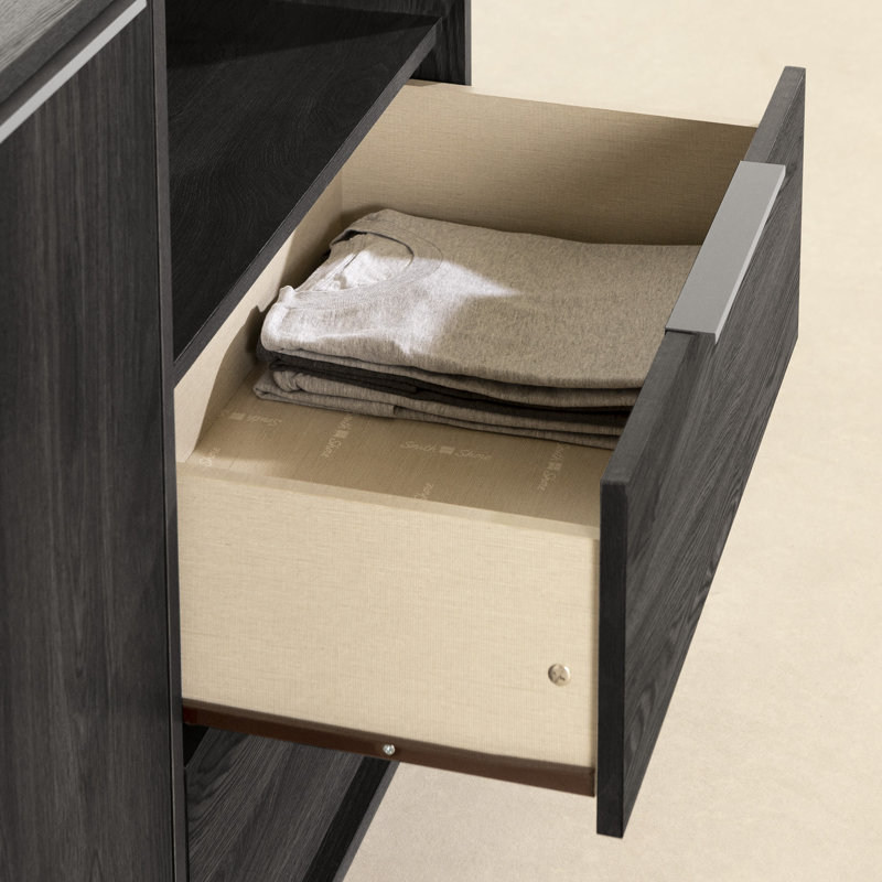 Commode combinée 2 tiroirs Bukowski, Chêne gris