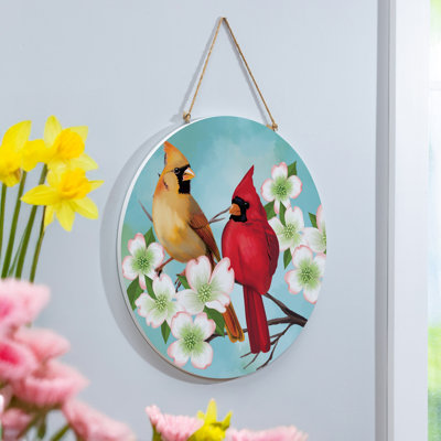 Décoration pour porte "What She Shed Cardinals", 18 po