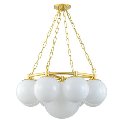 Franchell 9 - Light Cloud Glass Globe Chandelier