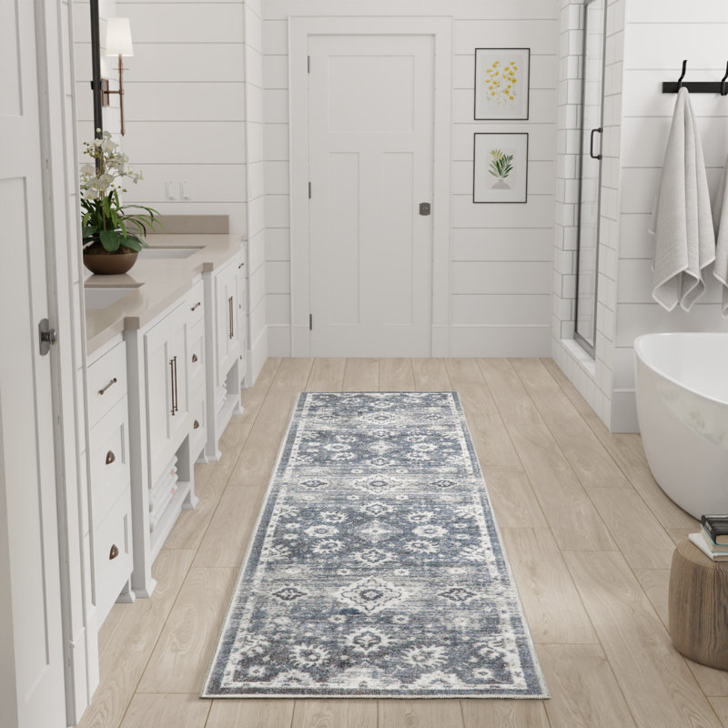 Bungalow Rose Sistrom Machine Washable Denim Vintage Indoor Rug, Runner 2' x 6'
