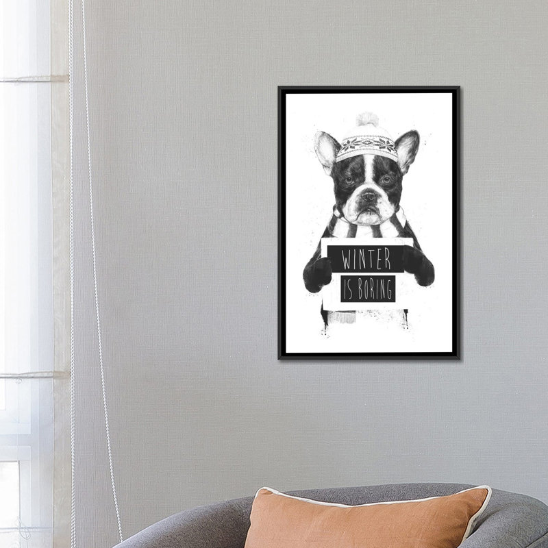 « winter is ennuyeuse », impression sur toile tendue, H 26 po x l 18 po x P 1,5 po, Pas de tapis, Toile avec cadre noir