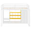 Lit mezzanine simple en bois avec garde-robe, tablettes et armoire, blanc et jaune-115147899-115147901