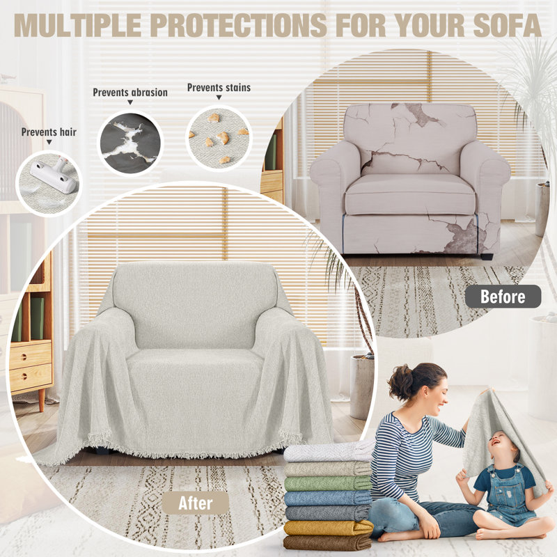 1,2,3,4 Seat Soft Sofa Cover,Washable Sectional Slipcover,Durable Sofa Blanket Couch Cover,Pet Friendly Bed Cover By Latitude Run®